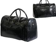 Casablanca Travel Bag - Italian Leather - black; dark brown