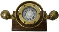 Mens Gifts - Pedro Compass Antique Brass and Wood 20x9x9.5cm