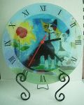 Clock & Holder Glass Cat Min Order: 8