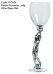 Pewter Nouveau Lady Wine Glass Set