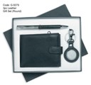 3pc Leather Gift Set (Round Key Ring)