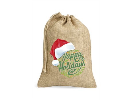 North Pole Jute Drawstring Bag