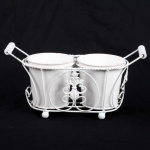 Two Round Pots In Iron Basket Two Round Pots In Iron Basket