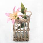 Grey Square Bamboo Vase Small 20X16Cm