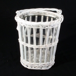 White Round Bamboo Vase Large 24X22Cm