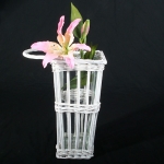 White Tapered Square Bamboo Vase 33X17