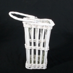 White Tapered Square Bamboo Vase Medium 25X15 Cm