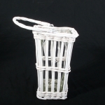 White Tapered Square Bamboo Vase Medium 25X15 Cm