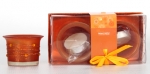 2Pc Frosted Candle Set Orange