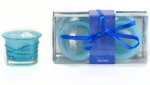 2Pc Frosted Candle Set Blue