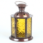 Lantern Round Patterned 12Cm Amber