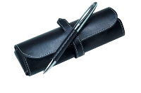 Leather Pen and Pouch Set - Black