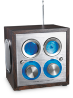Wooden Cube Radio - Brown/Blue Wooden Cube Radio - Brown/Blue
