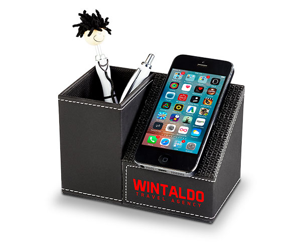 Desktop Pen And Phone Holder Combo - Avail in: Black
