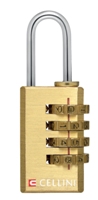 Cellini Secure  4 Dial Brass Padlockbrass