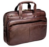 Polo Leather Travel Goods Slimline Laptop Briefcase - Brown Polo Leather Travel Goods Slimline Laptop Briefcase - Brown