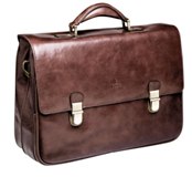 Polo Leather Travel Goods Flapover Laptop Briefcase - Brown Polo Leather Travel Goods Flapover Laptop Briefcase - Brown