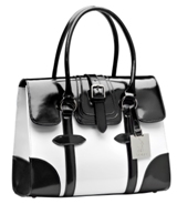 Polo Leather Handbags Flapover Shopper - Black Black/White Polo Leather Handbags Flapover Shopper - Black Black/White