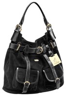 Polo Leather Handbags Bucket Hobo - Brown Black Polo Leather Handbags Bucket Hobo - Brown Black