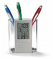 Pen & stationary holder with calender alarm clock and thermomete