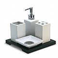 Bathroom set. 4-piece set in ceramic and metal combination.