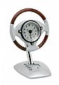 Analogue clock in wooden steering wheel with automatic shift met