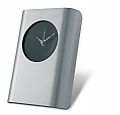 Analogue desk clock with alarm funtion in matt silver case and c
