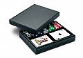 Gambling set in leather box including 2 sets of poker playing ca