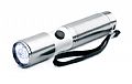 Metal torch including 9 LED white lights presented in gift box.