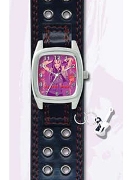 Licenced Kiddies Hm Black Lth Cuff Guitar Charm Wrist Watch