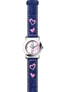 Clever Kids Girls Denim St Pink Hart Embro Wrist Watch