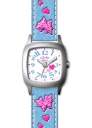 Clever Kids Girls Turq Hart & B/Fly Strap Wrist Watch