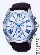 Pulsar Gents Chronograph Brn Lth White Dl Wrist Watch Pulsar Gents Chronograph Brn Lth White Dl Wrist Watch