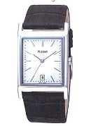 Pulsar Gents Rec Black Lth White Dl Date Wrist Watch Pulsar Gents Rec Black Lth White Dl Date Wrist Watch