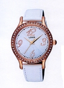 Lorus Ladies White Lth & Dl Cz Bezel Wrist Watch Lorus Ladies White Lth & Dl Cz Bezel Wrist Watch
