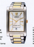 Lorus Gents 2/Tone Tank Slv Dl Date Wrist Watch Lorus Gents 2/Tone Tank Slv Dl Date Wrist Watch