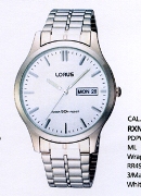 Lorus Gents Rnd Ss Day/Date White Dl Wrist Watch Lorus Gents Rnd Ss Day/Date White Dl Wrist Watch