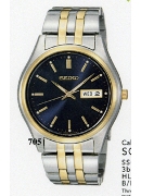 Seiko Gents 2/Tone Rnd Blue Dl Date Wrist Watch Seiko Gents 2/Tone Rnd Blue Dl Date Wrist Watch
