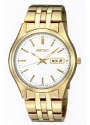 Seiko Gents Gp Rnd White Dl Day/Date Wrist Watch Seiko Gents Gp Rnd White Dl Day/Date Wrist Watch