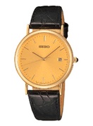 Seiko Gents Gold Plated Leather Band Wrist Watch Seiko Gents Gold Plated Leather Band Wrist Watch