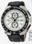 Seiko Gents Chronograph 100M Black Lth Wht Dl Wrist Watch Seiko Gents Chronograph 100M Black Lth Wht Dl Wrist Watch