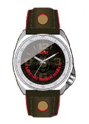 Soviet Gents Black Lth With Grn Edge Ss Case Wrist Watch Soviet Gents Black Lth With Grn Edge Ss Case Wrist Watch