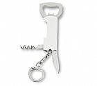 Key-ring with pocket knife, bottle opener, and corkscrew