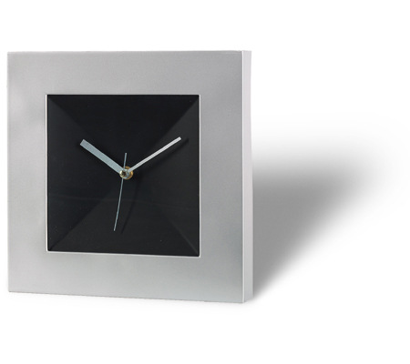 Aluminium + Black wall clock "Square"