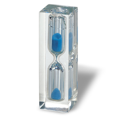 Hourglass with blue sand