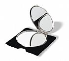 Aluminium make-up mirror with regular and magnifying mirrors in