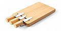 3-piece cheese set with wooden cutting board.