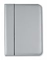 Satin silver PVC folder with 25 pages A4 plain paper bloc.
