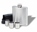 Metal hip flask with 3 cups