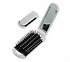 Foldable hairbrush with mirror